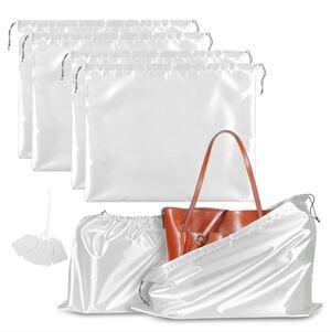 White Satin (Set Of 2) Drawstring Dustbag And Label